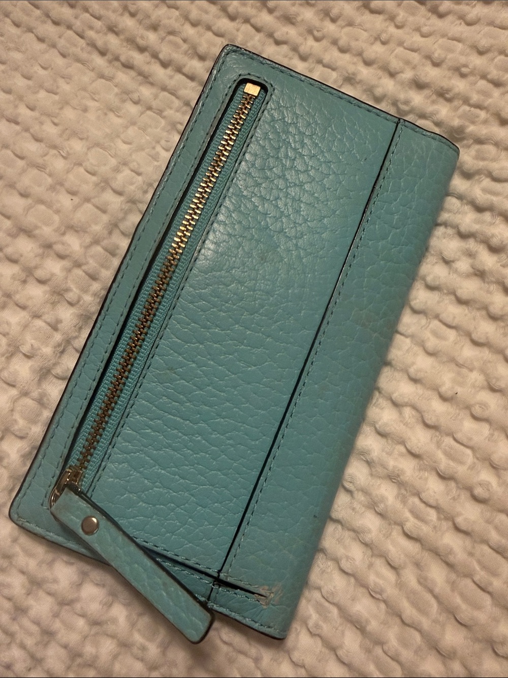 kate spade Turquoise Pebbled Leather Zip-Around Wallet - Picture 3 of 6